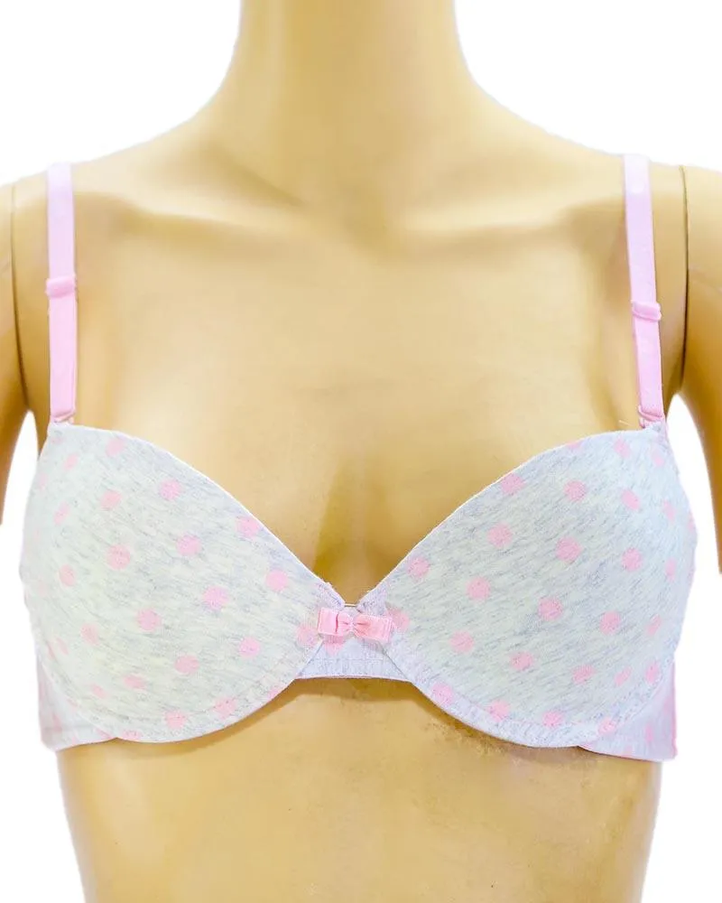 Girls Bra Panty Set Pink & White - Single Padded Underwired Bra - Wink Pink Lingerie