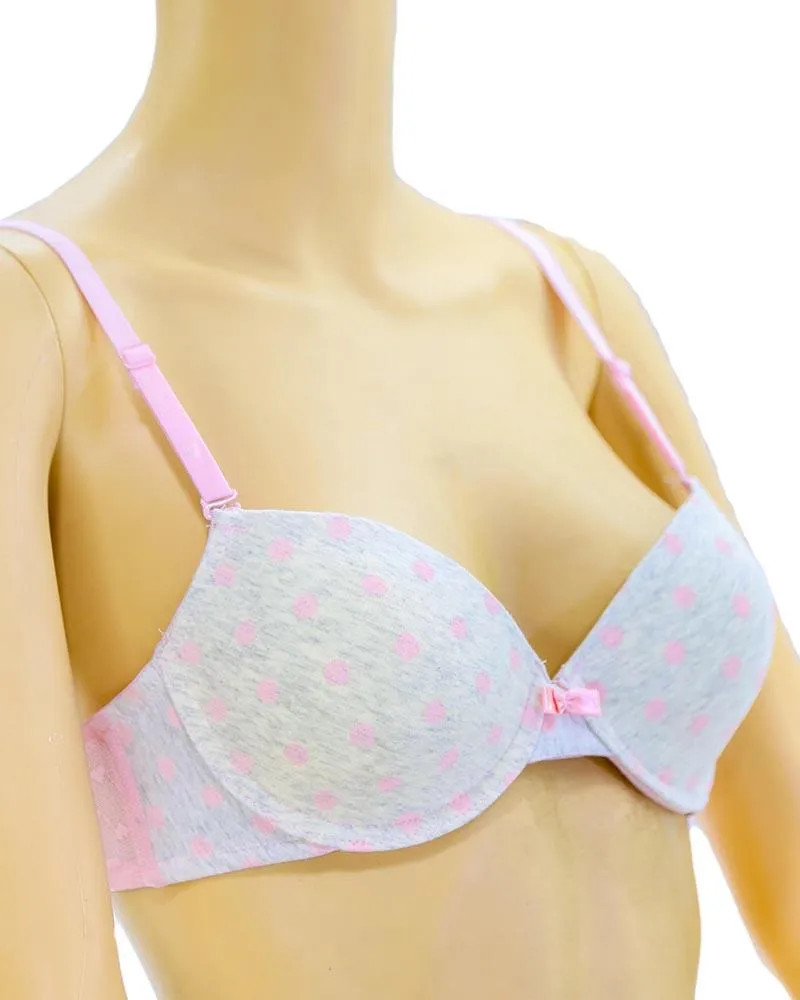 Girls Bra Panty Set Pink & White - Single Padded Underwired Bra - Wink Pink Lingerie