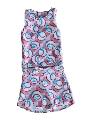 Girls Kansas City Baseball Activewear Set-Pink
