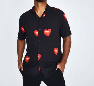 Globe Mens Short Sleeve Button Up Rayon Party Shirt Size Medium (New)