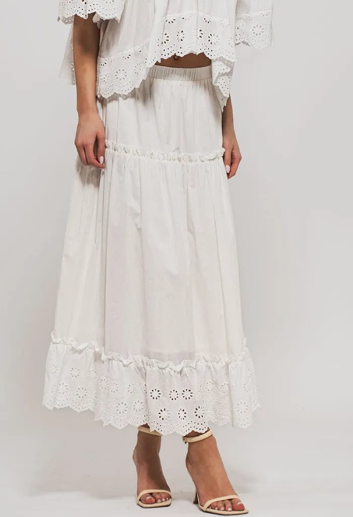Golden Hour Midi Skirt-White