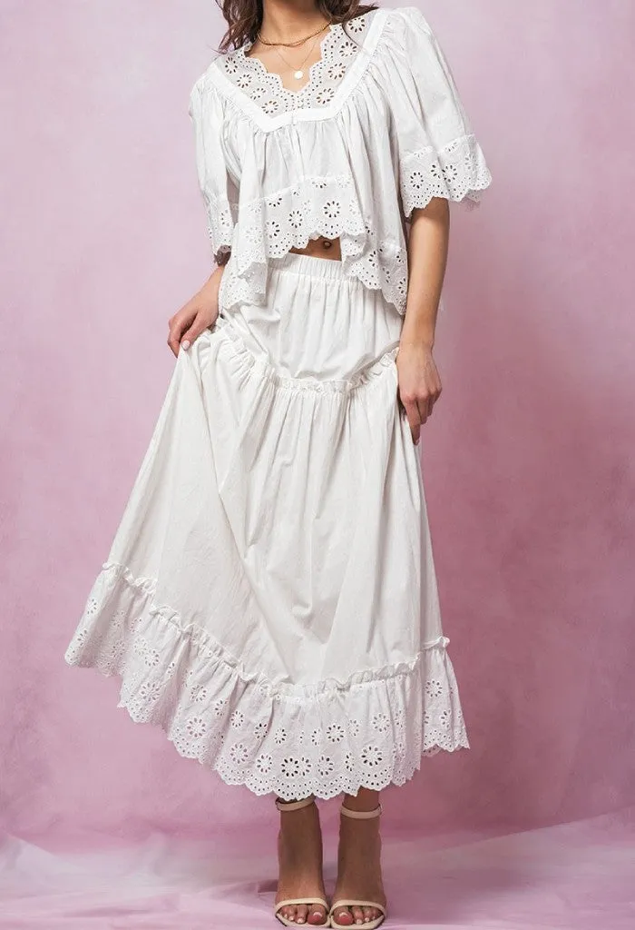 Golden Hour Midi Skirt-White