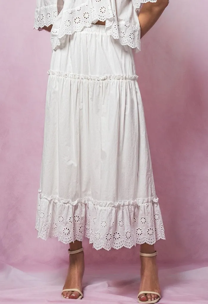 Golden Hour Midi Skirt-White