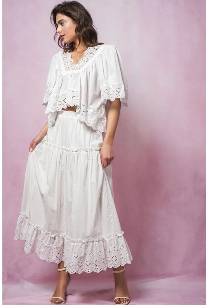 Golden Hour Midi Skirt-White