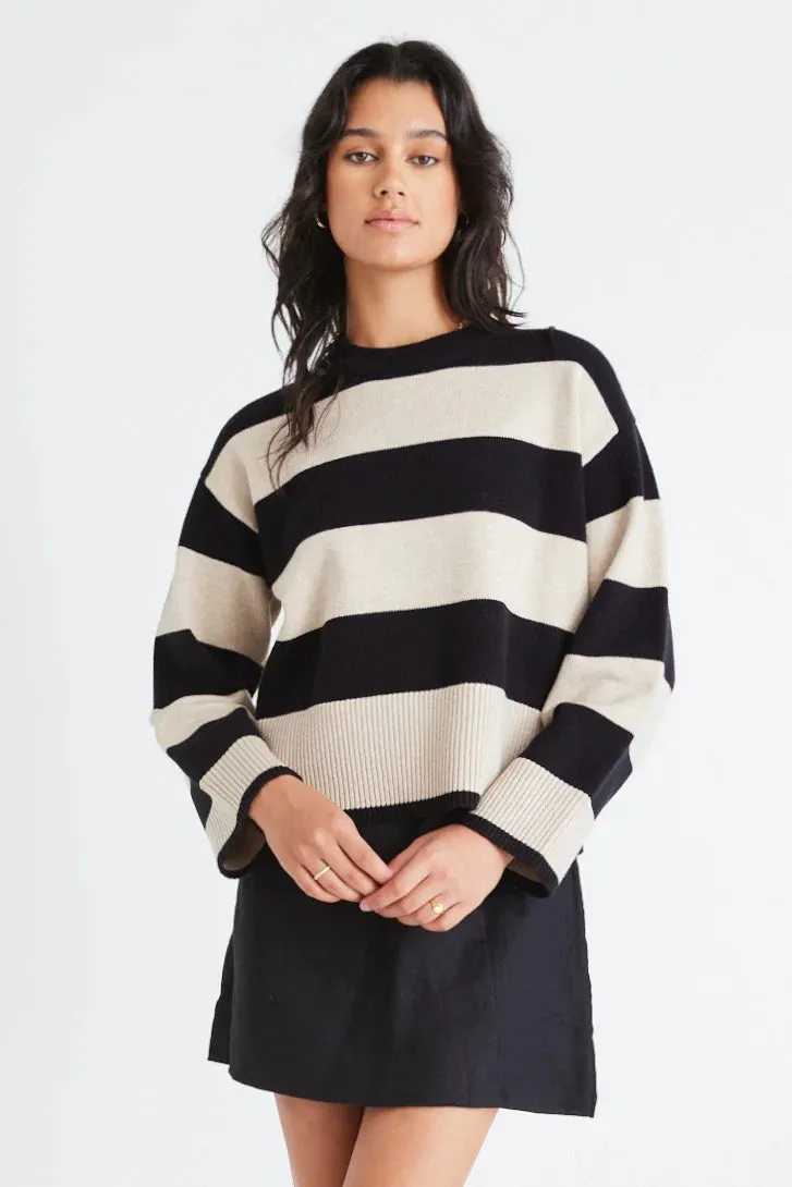 Gravity Black and Stone Stripe Jumper