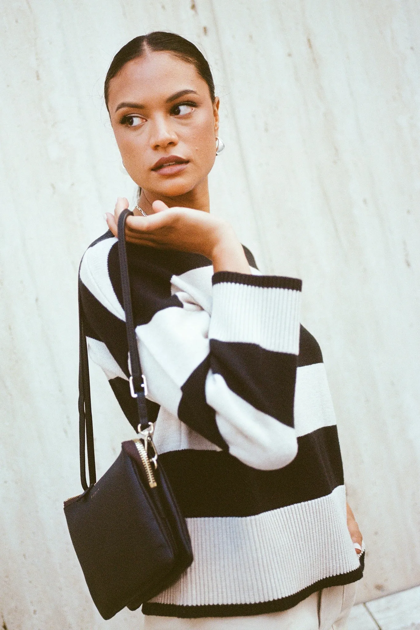 Gravity Black and Stone Stripe Jumper