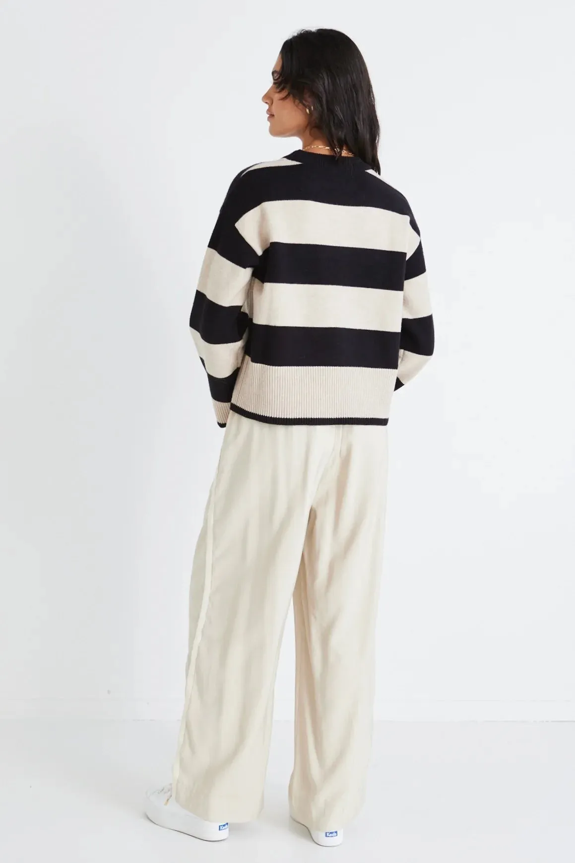 Gravity Black and Stone Stripe Jumper