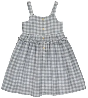 Grey Plaid Button Dress