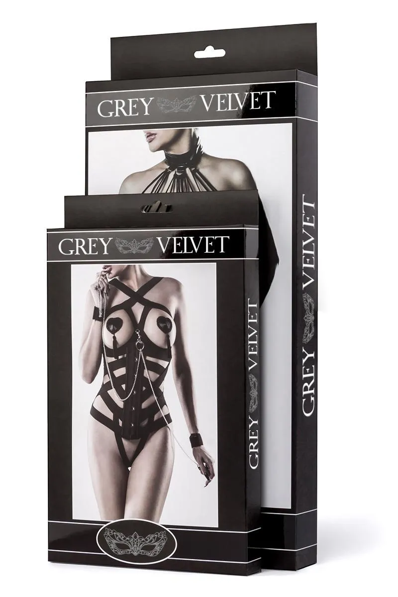 Grey Velvet 2-piece Harness Set (XS/S)