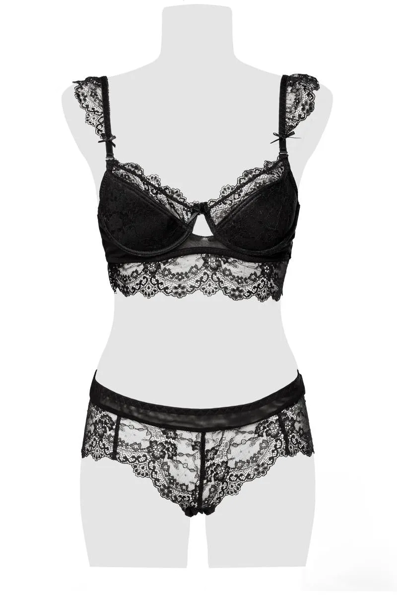 Grey Velvet Lingerie Set