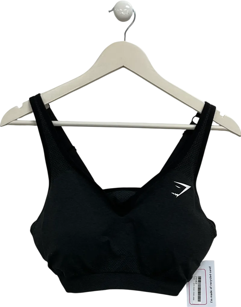 gymshark Black Vital 2.0 V Neck Sports Bra UK XL