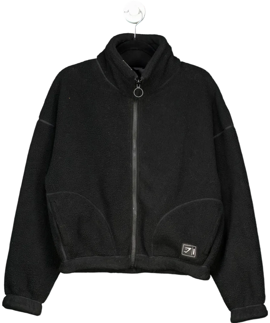 gymshark Black Zip Up Fleece Jacket UK M
