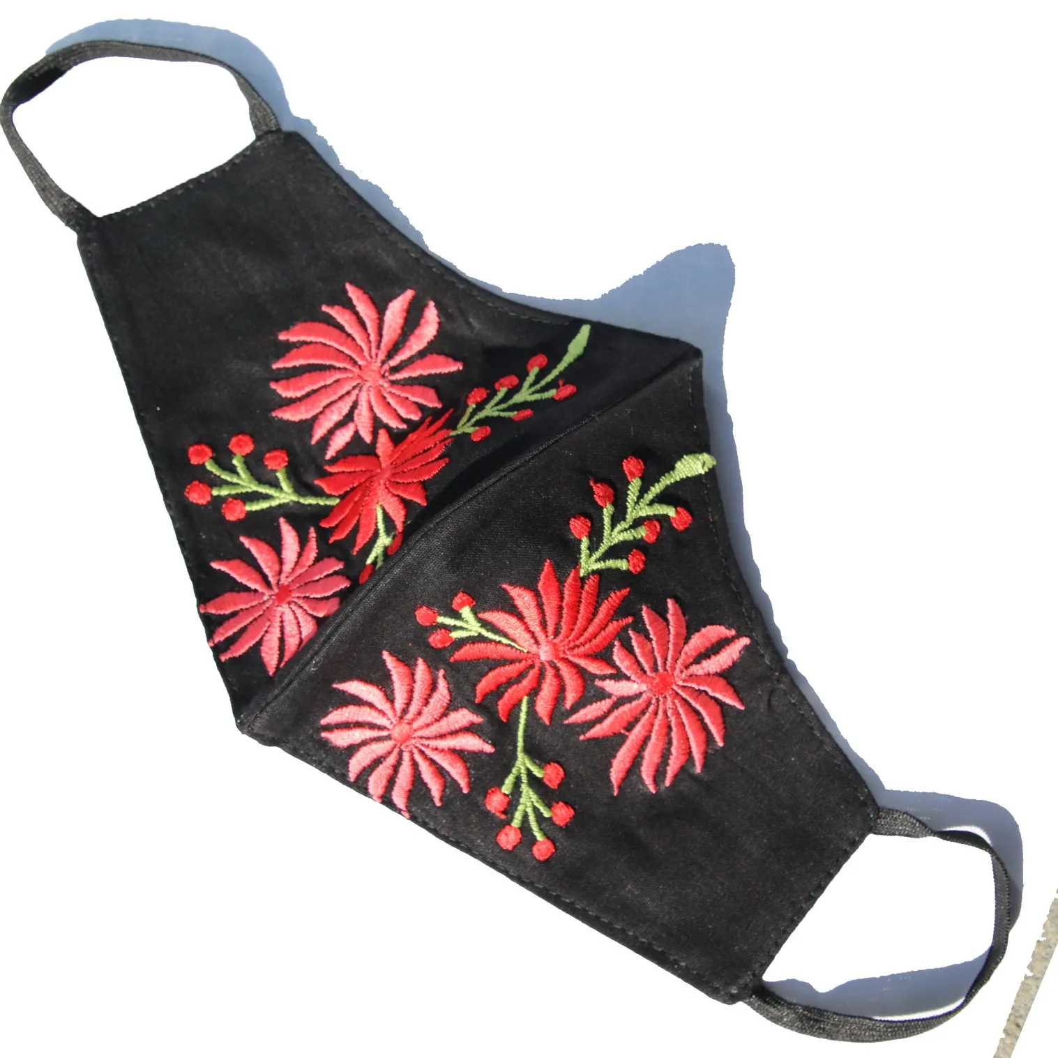 Hand Embroidered Floral Garden Cotton Mask