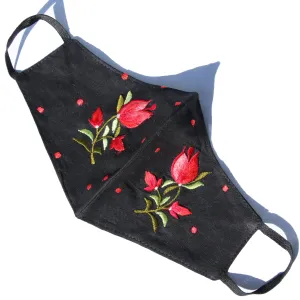 Hand Embroidered Polka Dot Cotton Mask