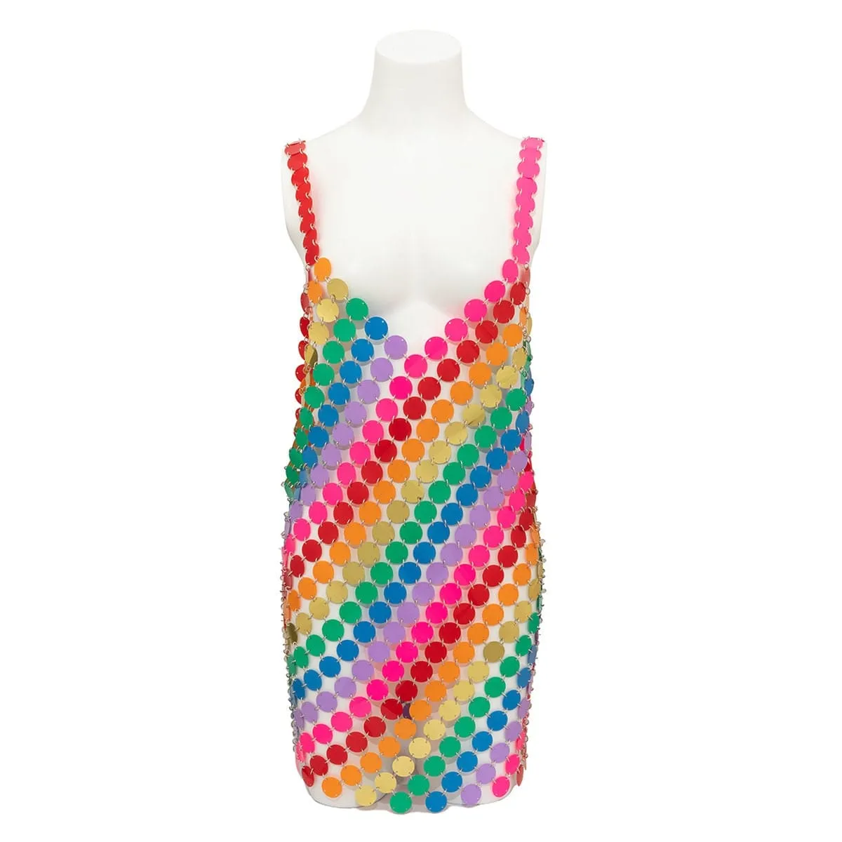 Handmade Rainbow Sequins Patchwork Party Mini Dress