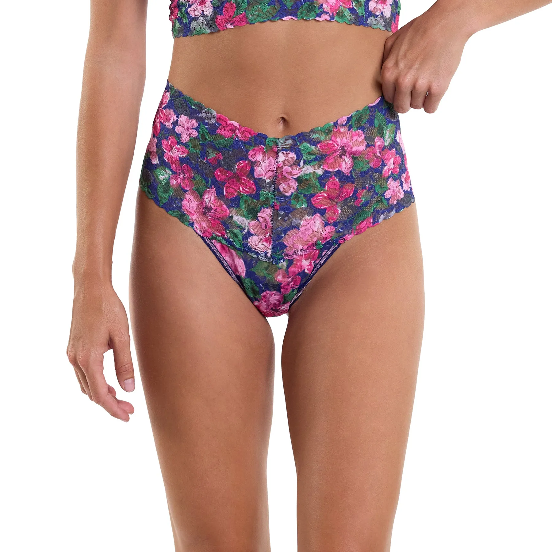 Hanky Panky Printed Lace Retro Rise Thong