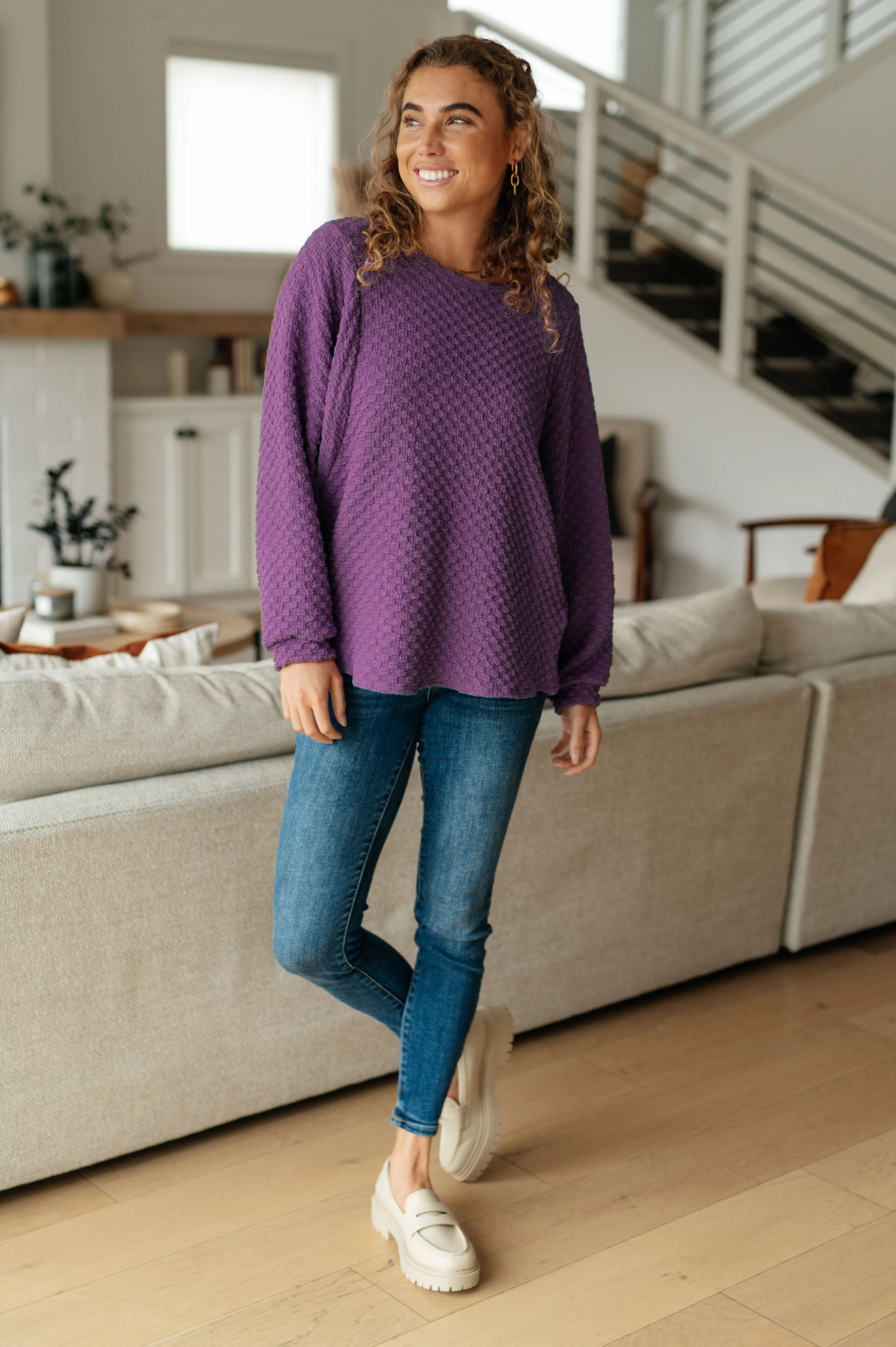 Hazel Blues® |  Thought It Over Textured Pullover