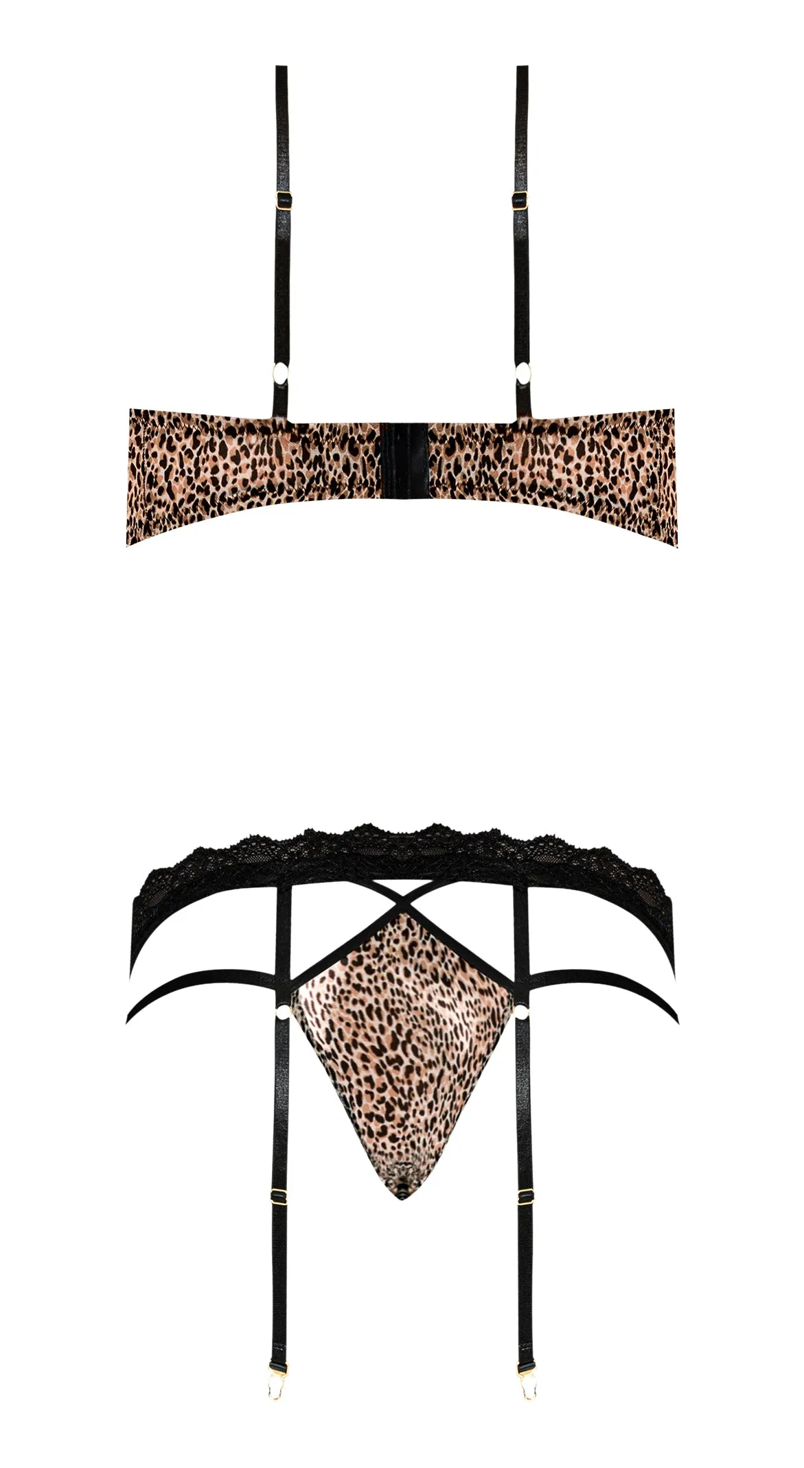Hella Raw Purrfect Bra & Garter Panty Leopard 2xl