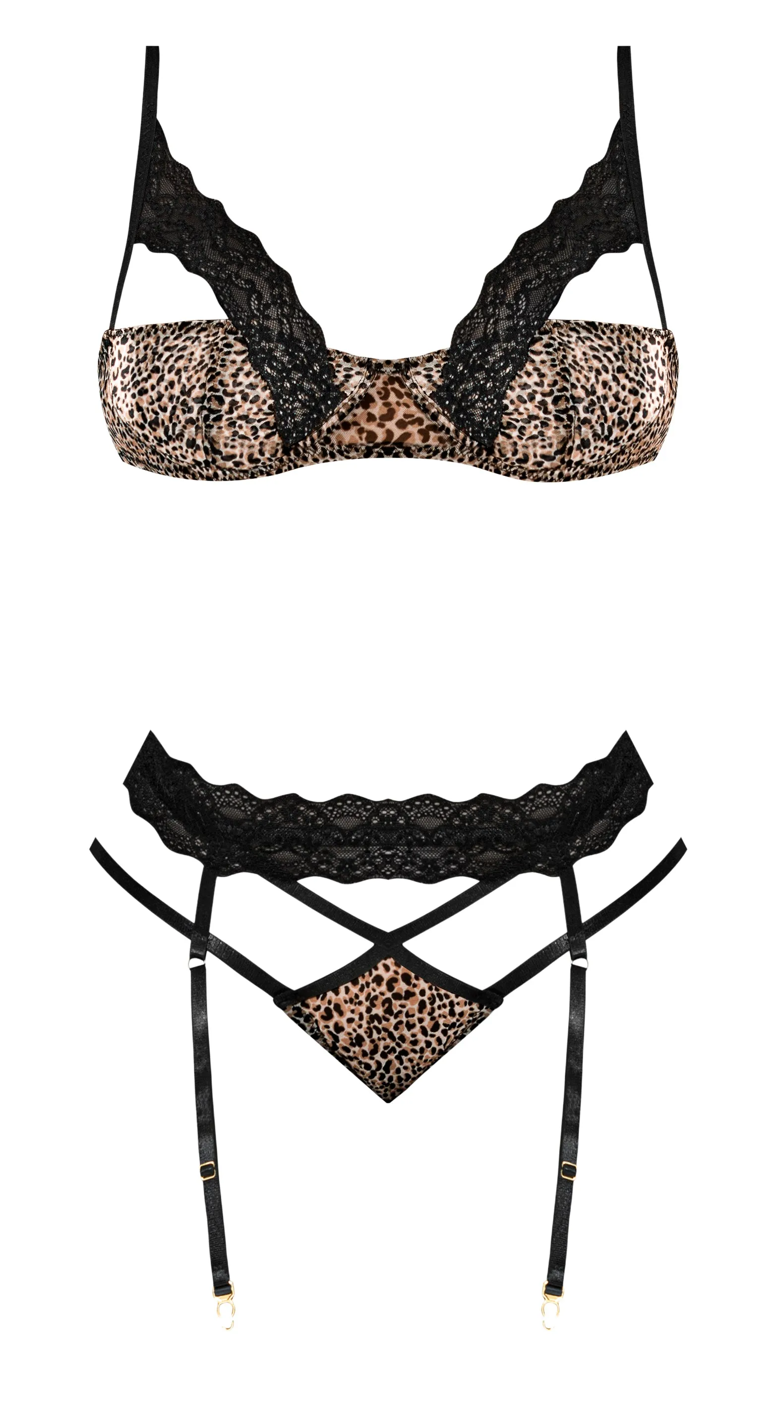 Hella Raw Purrfect Bra & Garter Panty Leopard 2xl