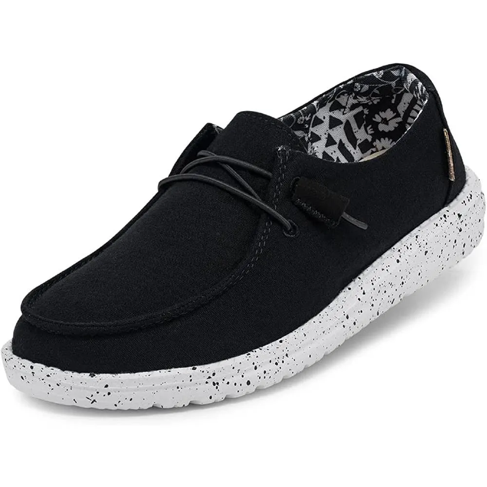 Hey Dude Women's Wendy Black Odyssey Size 9 | Women’s Shoes | Women’s Lace Up Loafers | Comfortable & Light-Weight