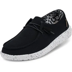 Hey Dude Women's Wendy Black Odyssey Size 9 | Women’s Shoes | Women’s Lace Up Loafers | Comfortable & Light-Weight