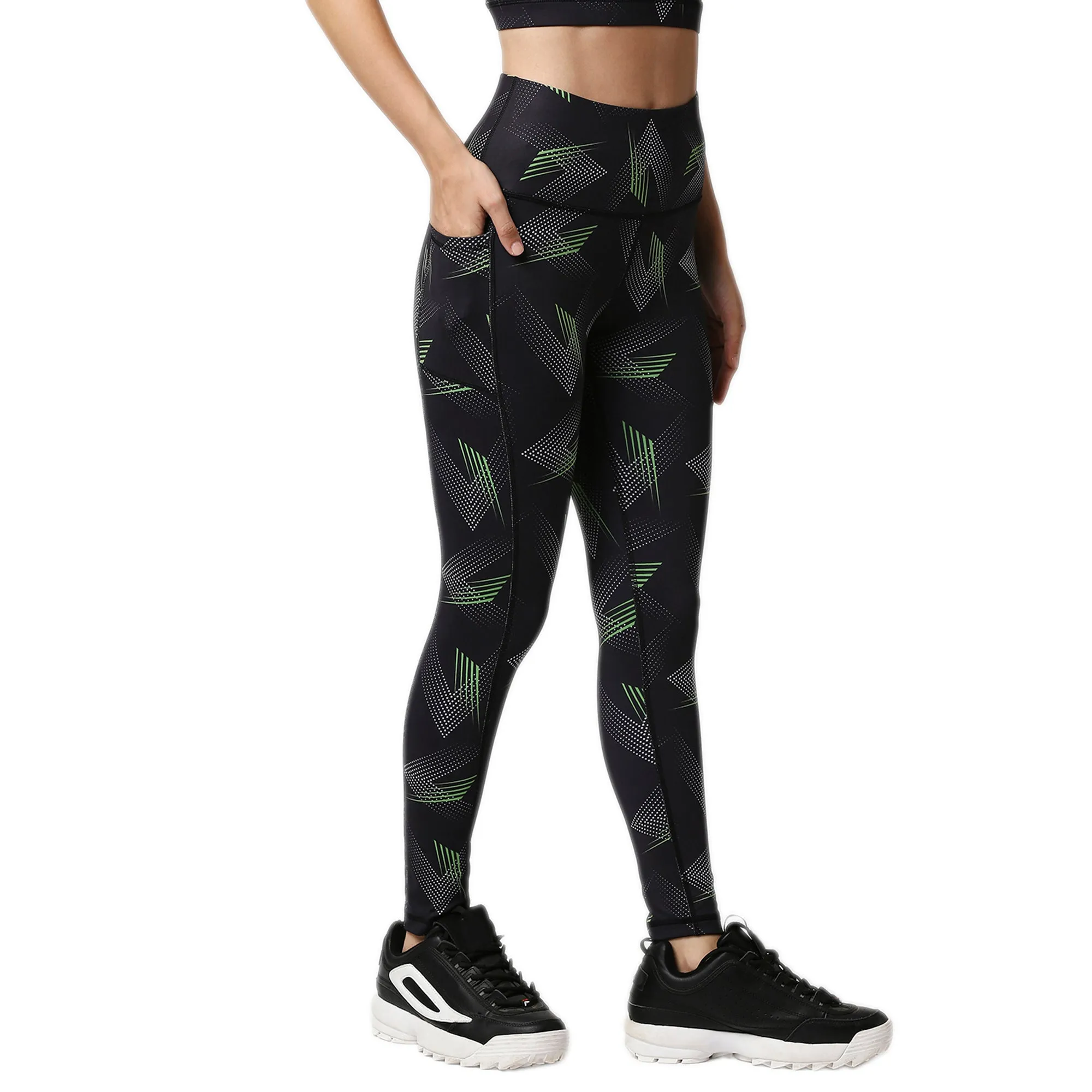 High Waist Ankle Length Sports Leggings With Pockets