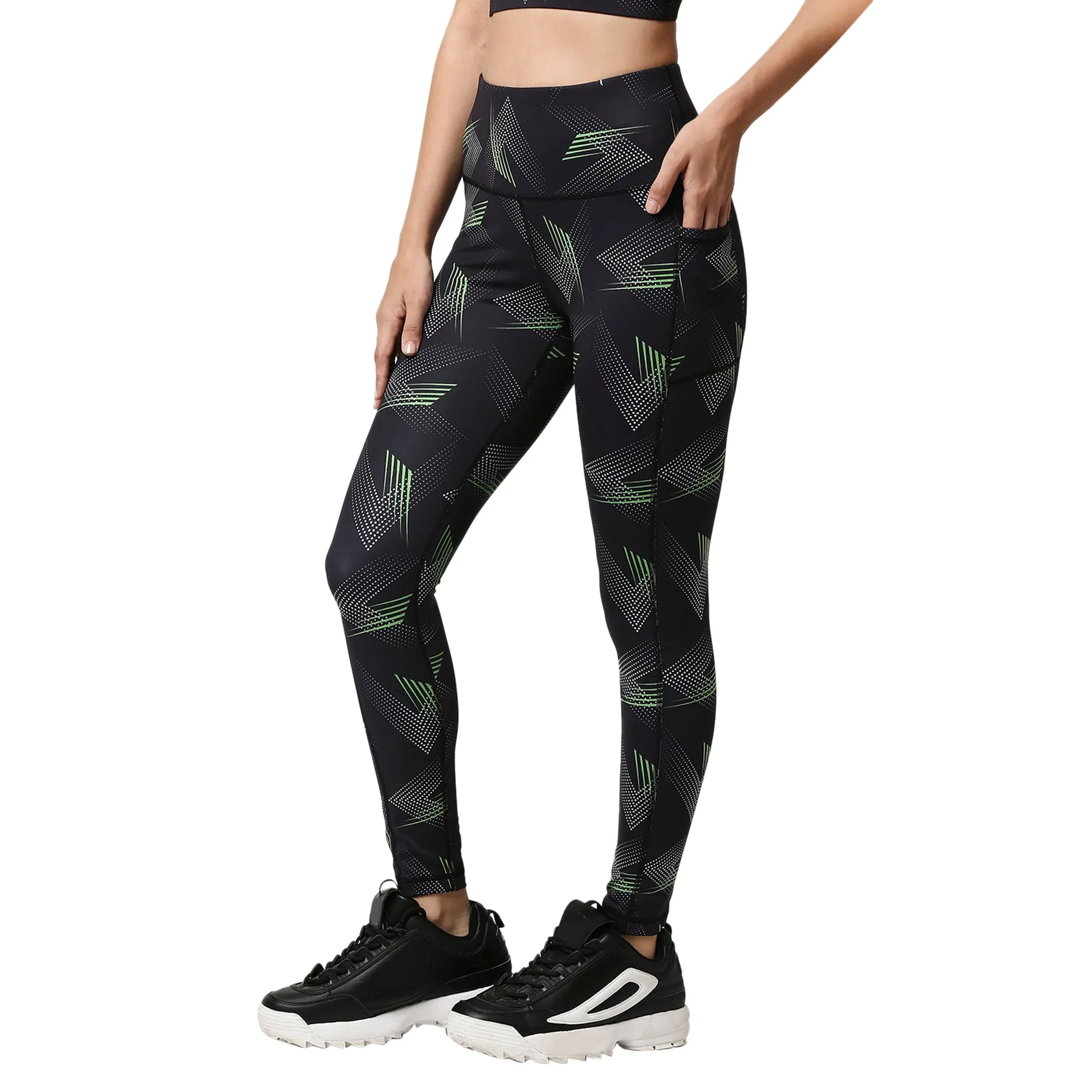 High Waist Ankle Length Sports Leggings With Pockets