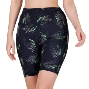 High Waist Knee Length Printed Sports Shorts With Pocket