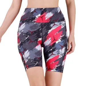High Waist Knee Length Printed Sports Shorts With Pocket