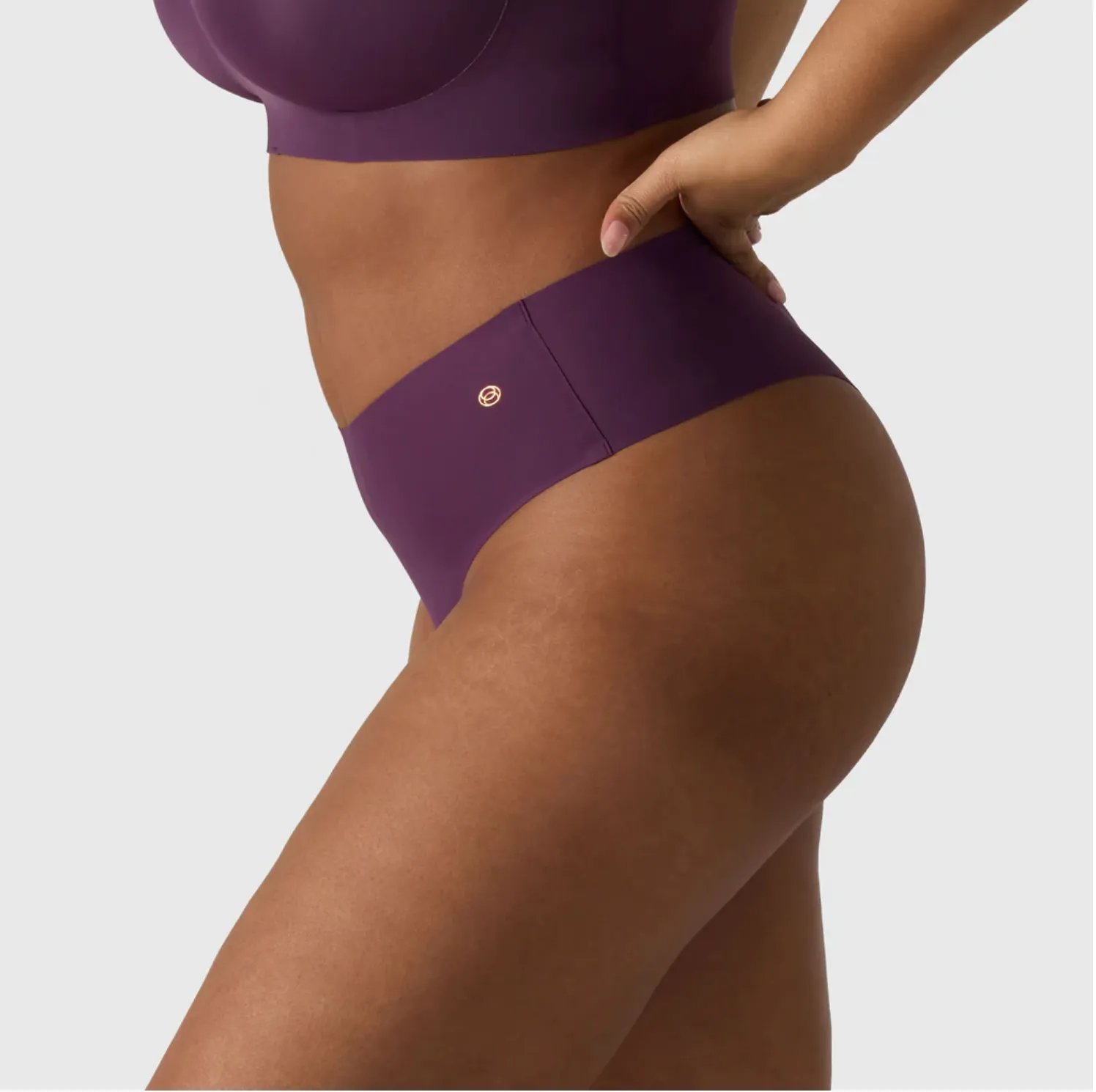 High-Waisted Thong in Plum