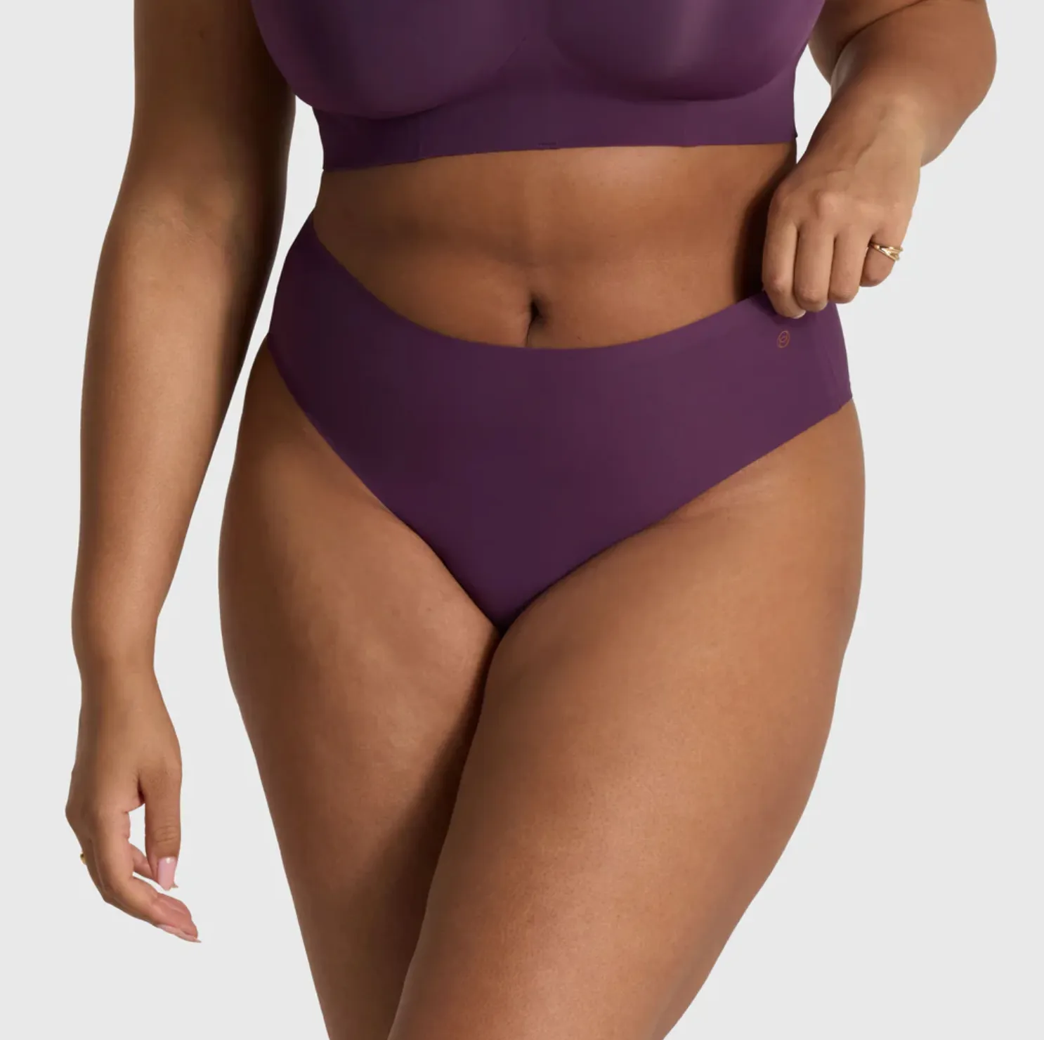 High-Waisted Thong in Plum