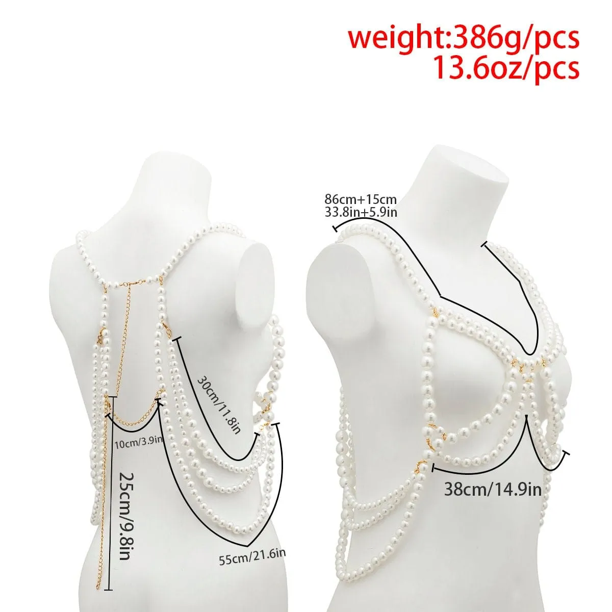 Hollow Chunky Pearl Body Chain Bra