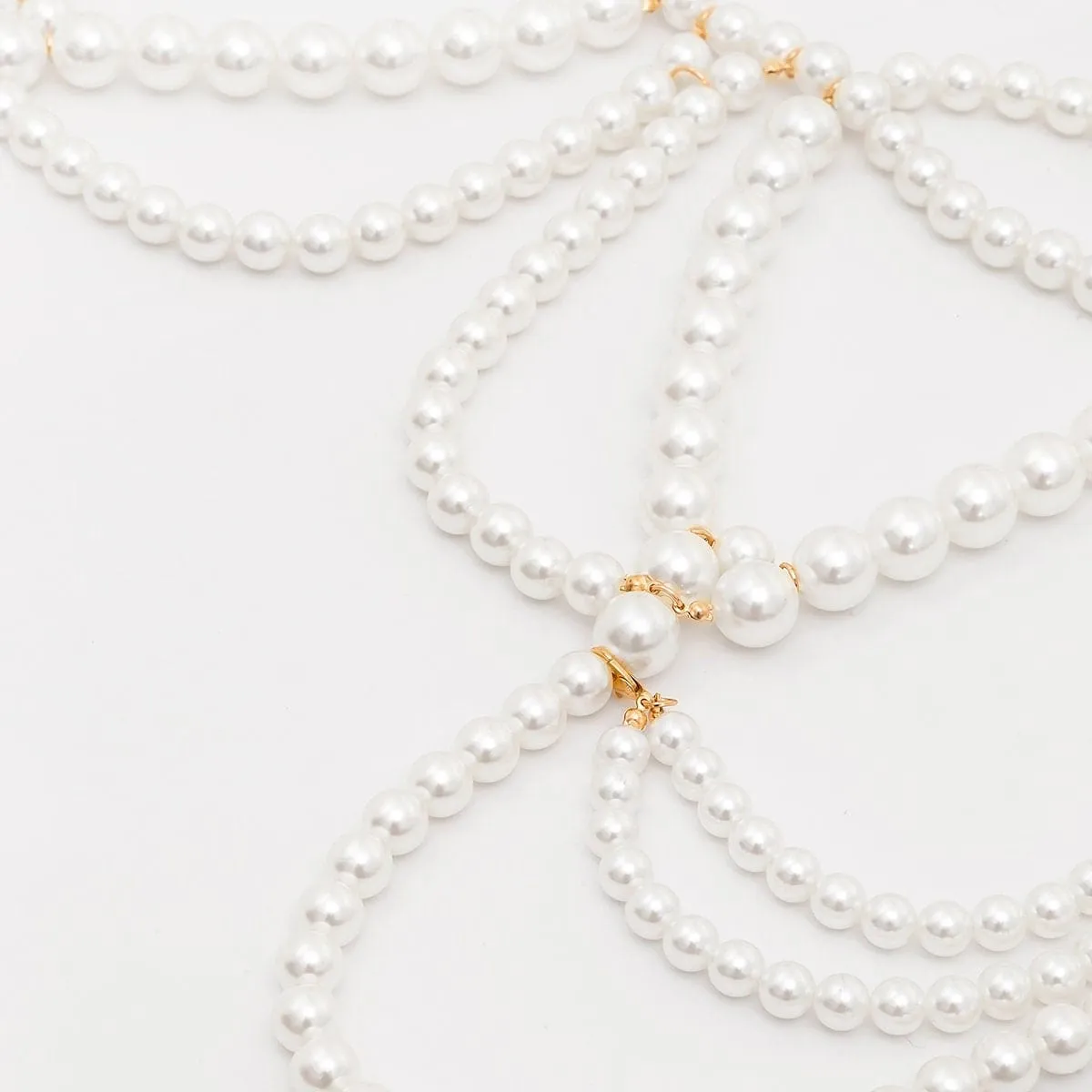 Hollow Chunky Pearl Body Chain Bra