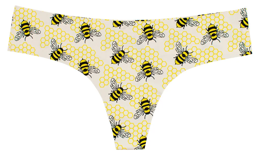 Honeybee Laser cut No Show Thong