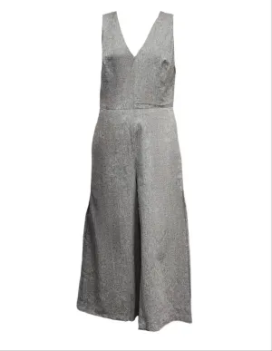 HoodLamb Women's Black Culotte V-Neck Hemp Jumpsuit 420 NWT