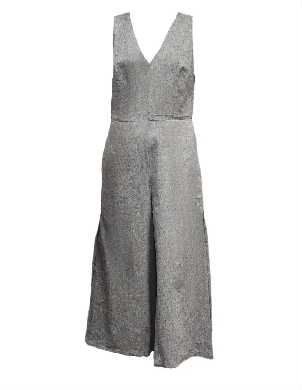 HoodLamb Women's Black Culotte V-Neck Hemp Jumpsuit 420 NWT