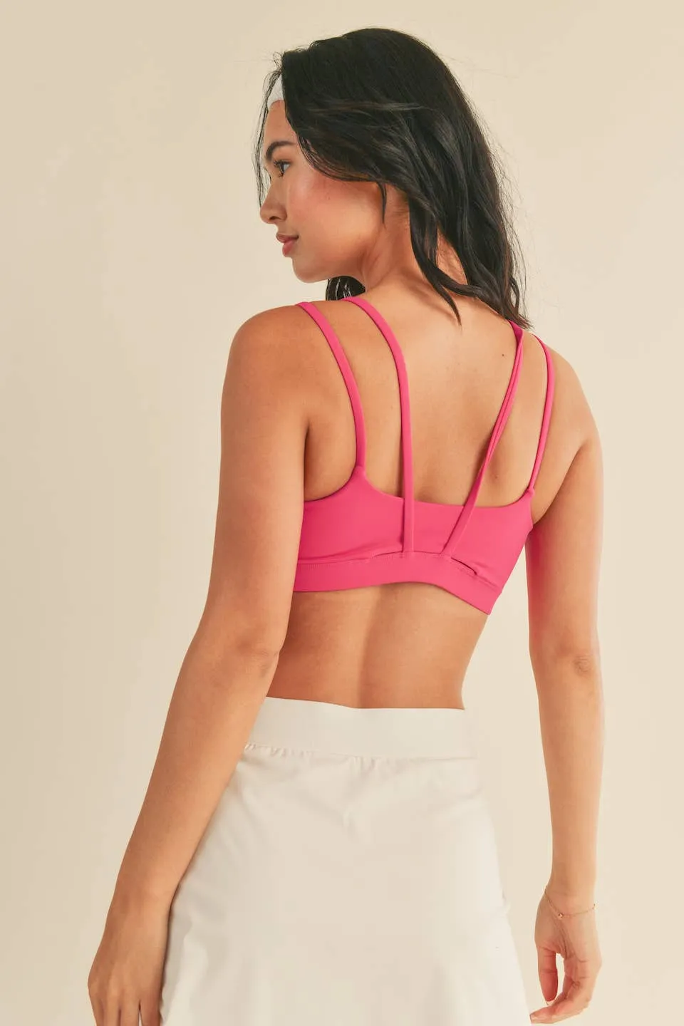 Hot Pink Strappy Sports Bra