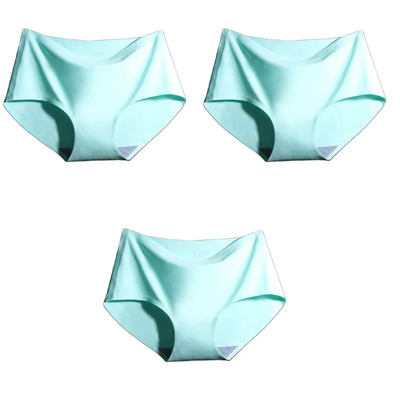 Ice Silk Seamless Panties Set - Women's Intimate Briefs with Mid-Waist