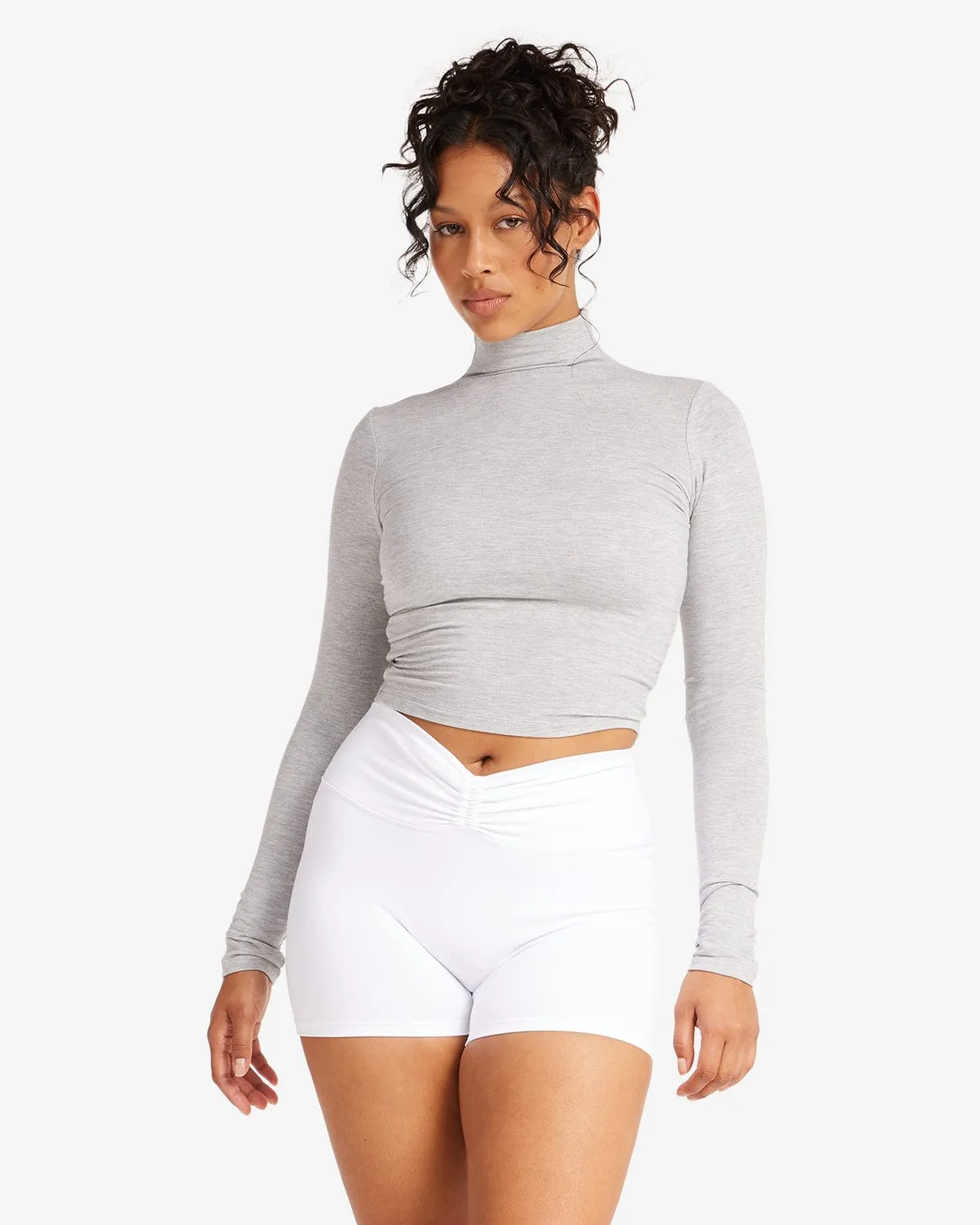 IM Long Sleeve Turtle Neck Top | Light Grey