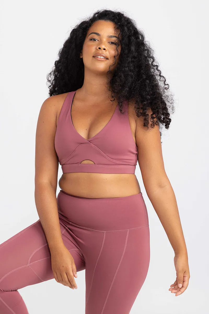 invisiSweat Cross Back Keyhole Crop - Dusty Rose (final sizes)