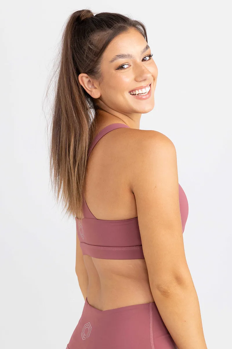 invisiSweat Cross Back Keyhole Crop - Dusty Rose (final sizes)