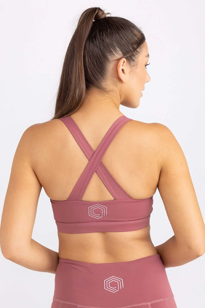 invisiSweat Cross Back Keyhole Crop - Dusty Rose (final sizes)