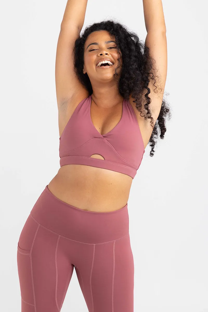 invisiSweat Cross Back Keyhole Crop - Dusty Rose (final sizes)