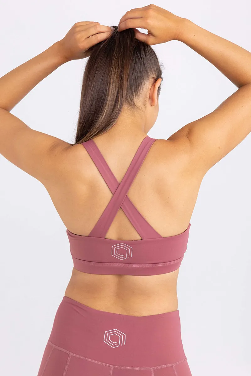 invisiSweat Cross Back Keyhole Crop - Dusty Rose (final sizes)