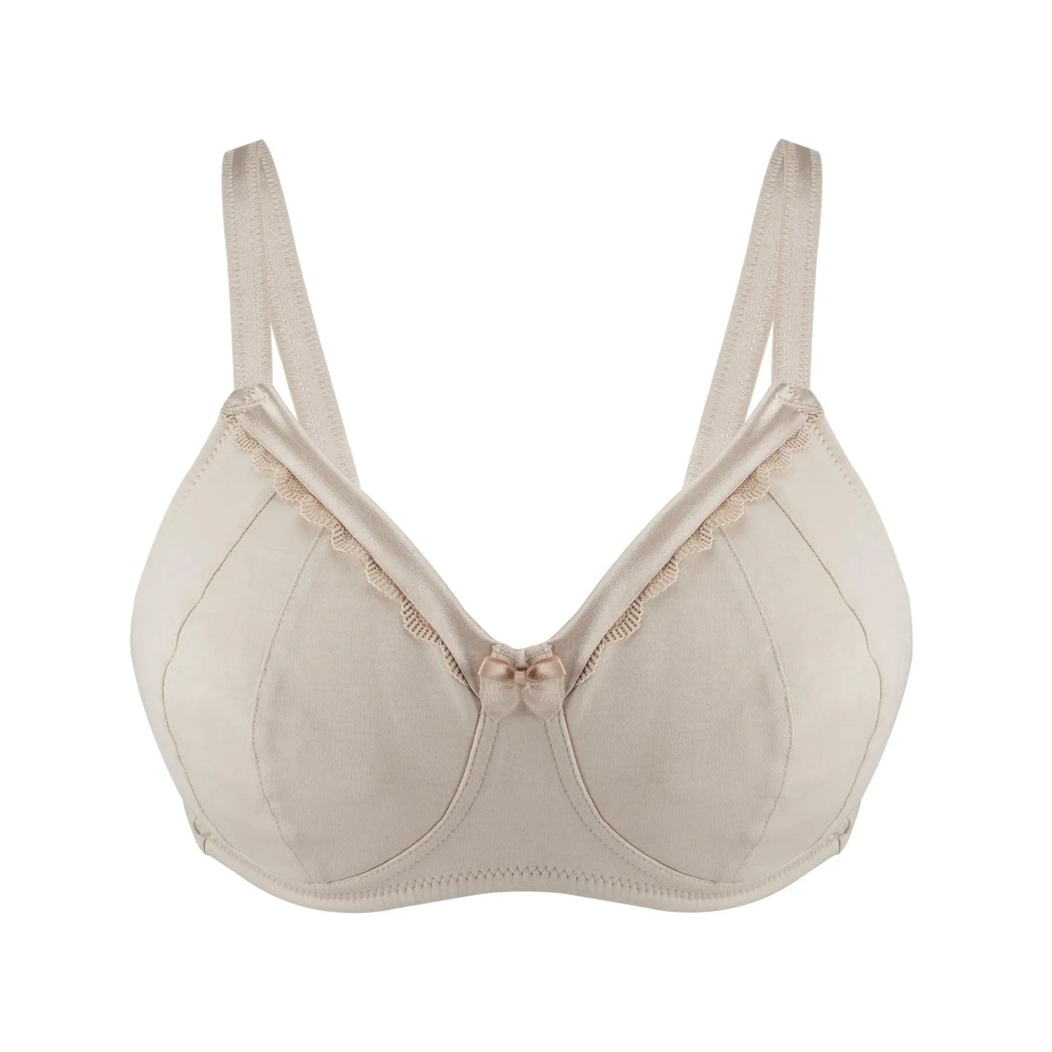 Ivory-Supportive Non-Wired Silk & Organic Cotton Full Cup Bra With Removable Paddings