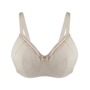 Ivory-Supportive Non-Wired Silk & Organic Cotton Full Cup Bra With Removable Paddings
