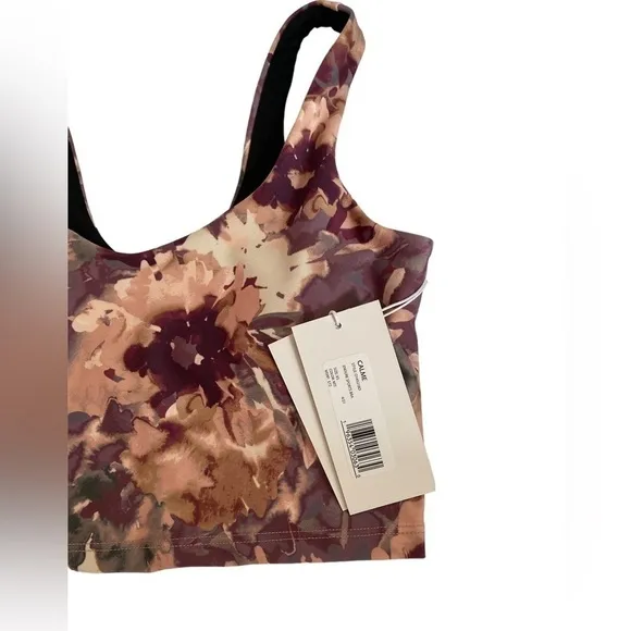 Johnny Was Calme Endure Pink Purple Floral Print Activewear Sports Bra XS