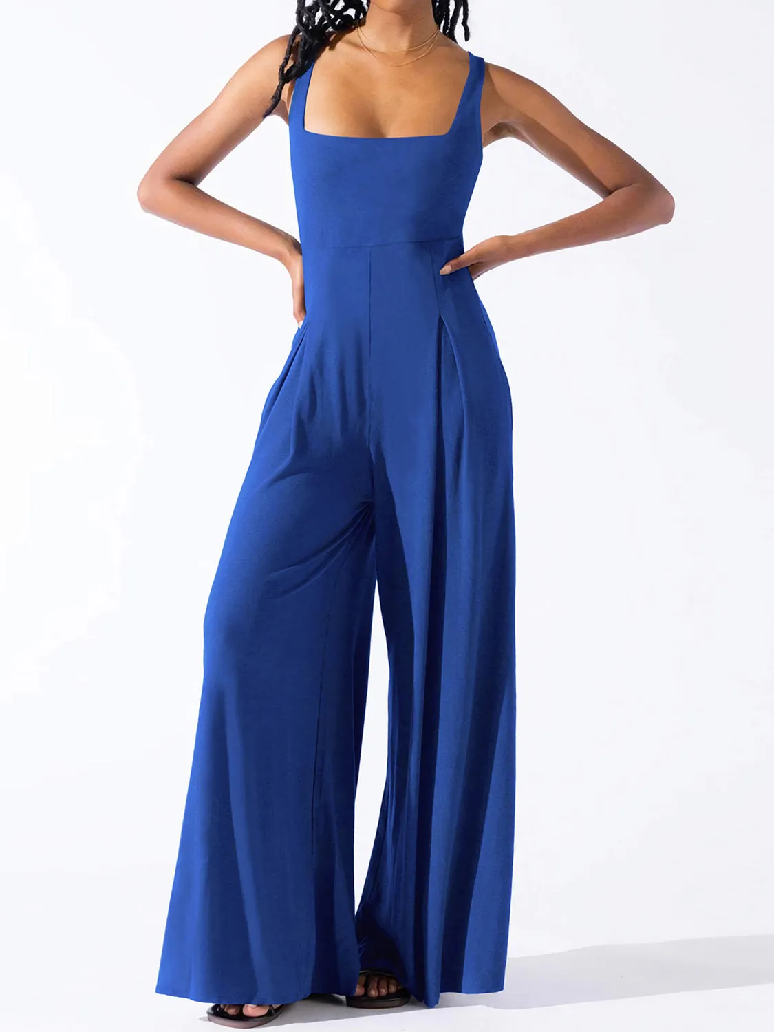 Joy Square Neck Wide Strap Jumpsuit