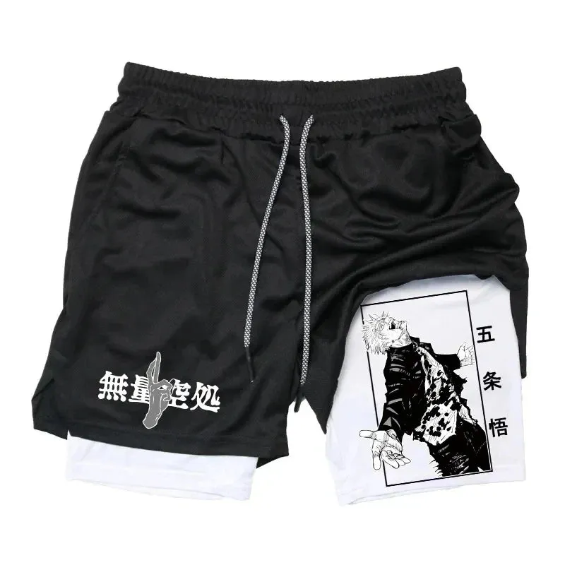 Jujutsu Kaisen Gojo Compression Shorts - Men's Anime Workout Shorts