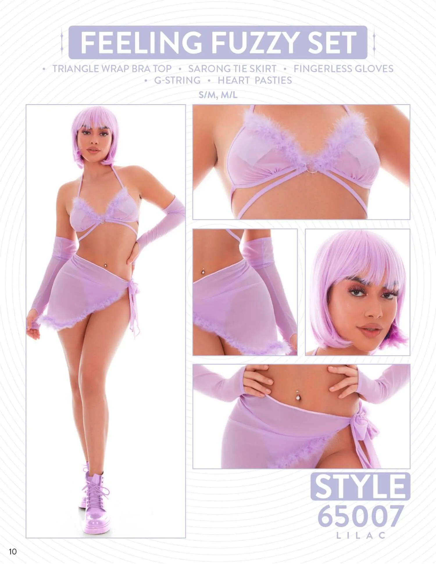 KandiHouse Feeling Fuzzy 5pc Set - Medium/large Lilac